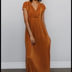 Athena Pleated Maxi Dress (Saffron)